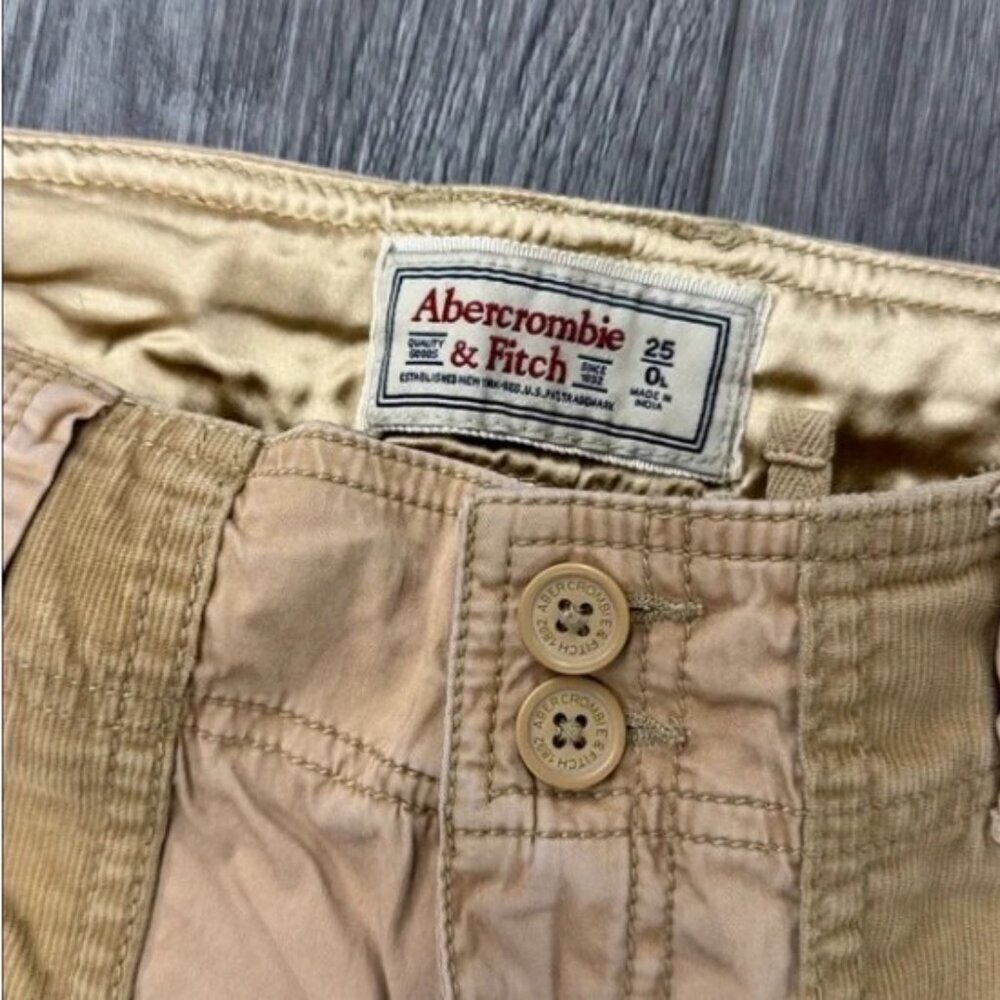 Abercrombie & Fitch Cargo Pants Womens Size 25 Y2K Utility Satin Lined Khaki - Picture 2 of 3